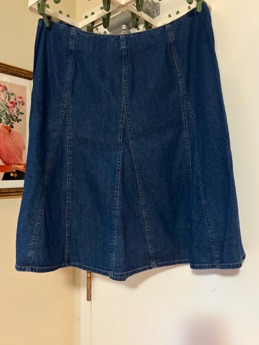 Vintage Westport Dark Blue Denim Midi A-Line Skirt
